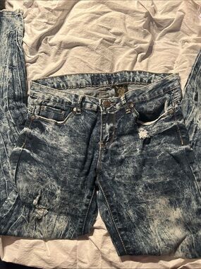 VIP Women's Acid-Wash Denim Skinny Jeans - Blue